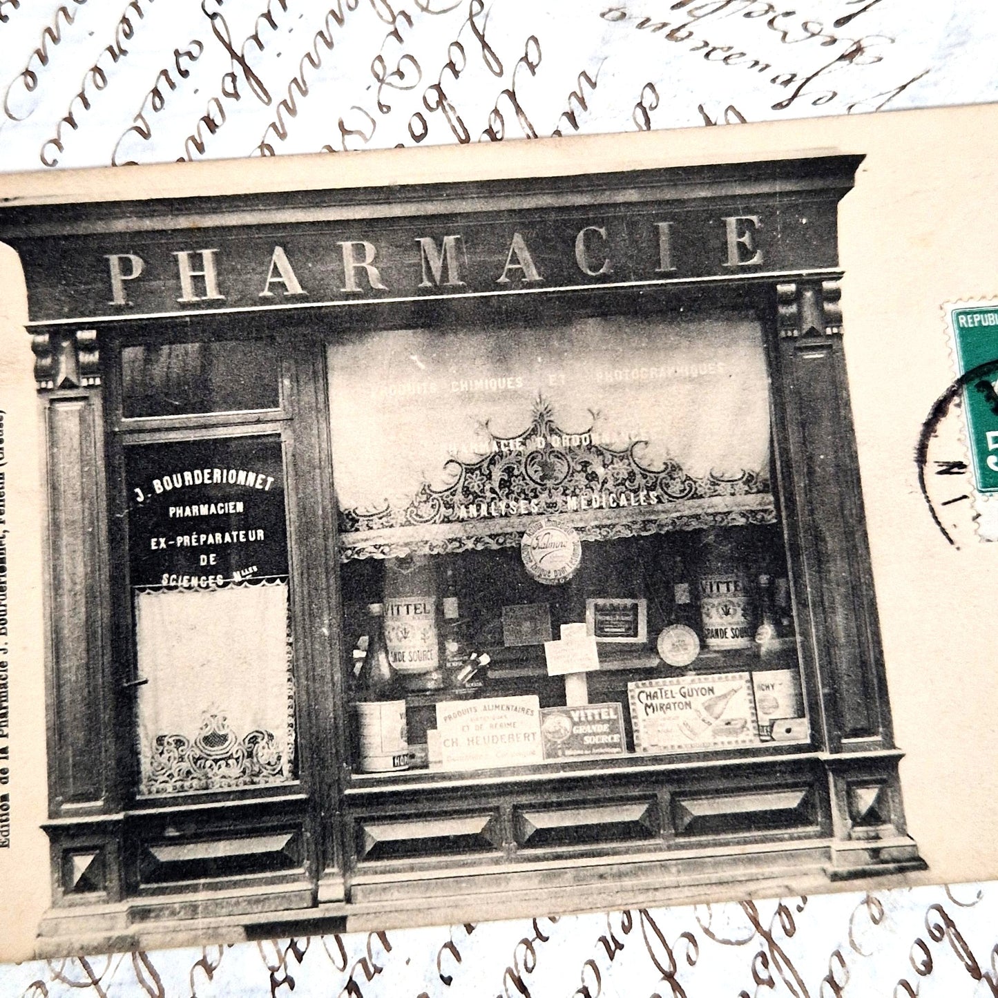carte photo vitrine pharmacie belle époque