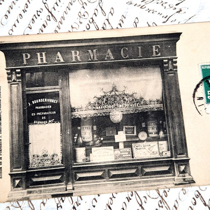 carte photo vitrine pharmacie belle époque