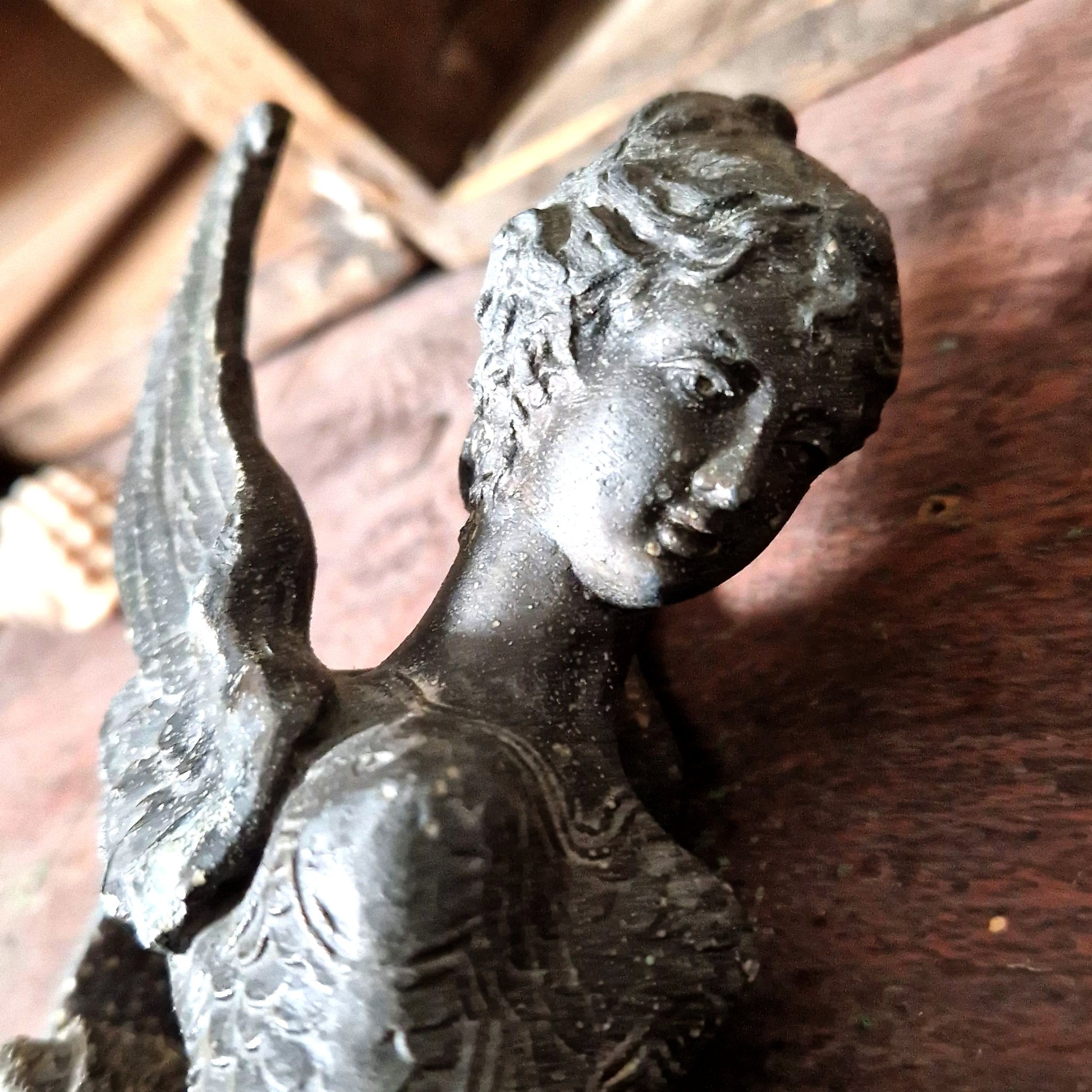 cast iron handle winged mermaid fragment
