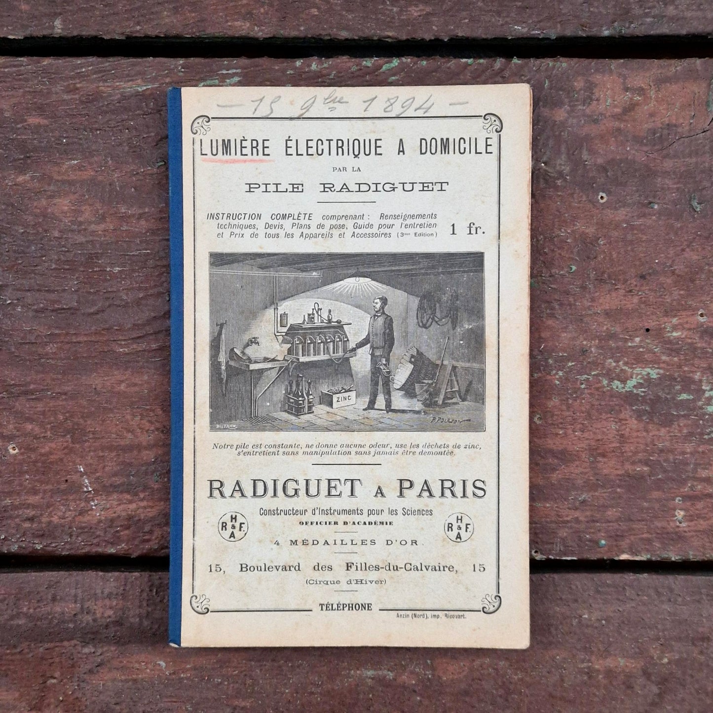 Ancien catalogue illustré « Lumière électrique - Piles Radiguet » - Vers 1890