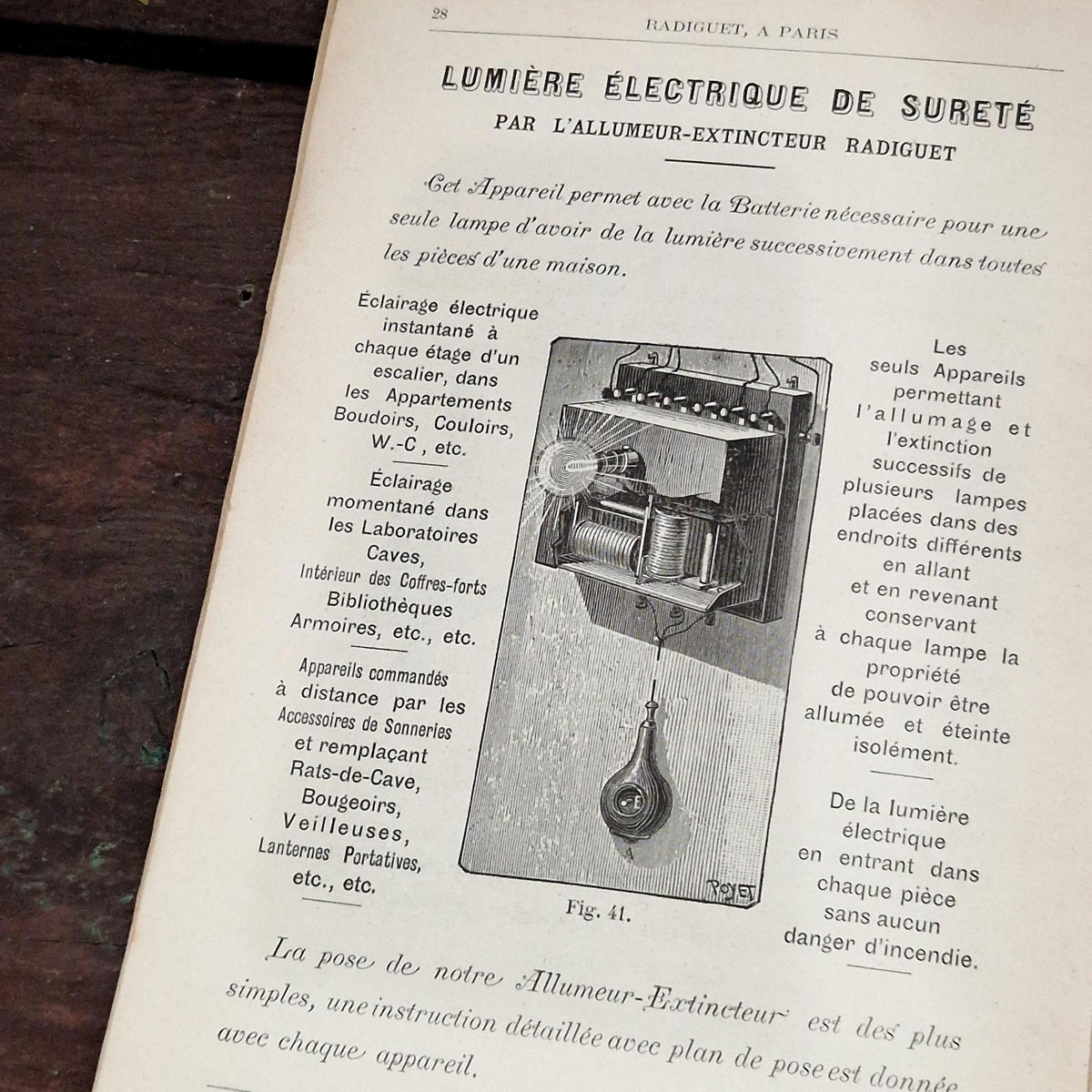 Rare catalogue illustré « Appareils électriques » - Radiguet - 1888