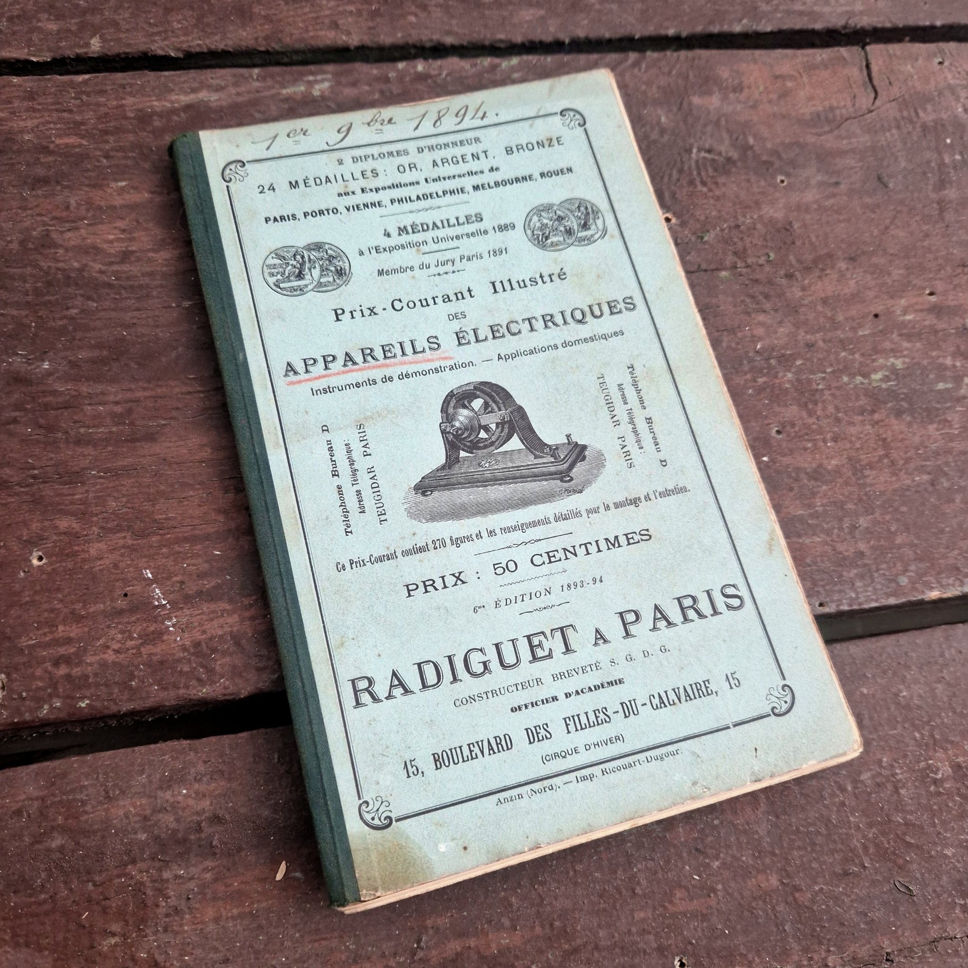 catalogue scientifique radiguet appareils électriques 1894