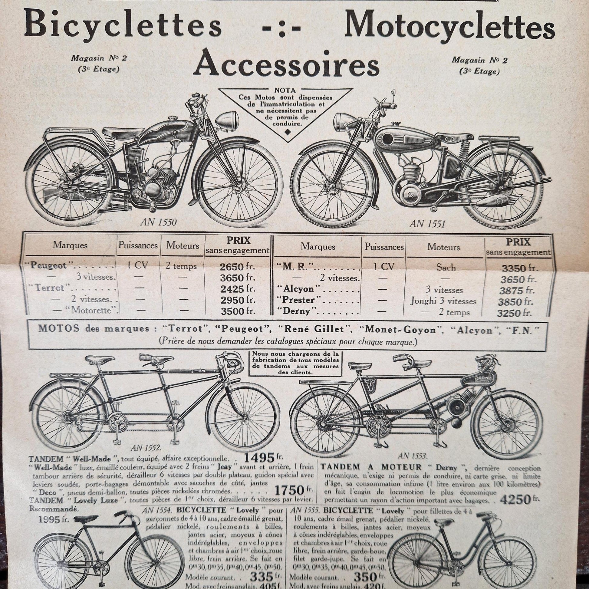 catalogue velo ancien samaritaine paris