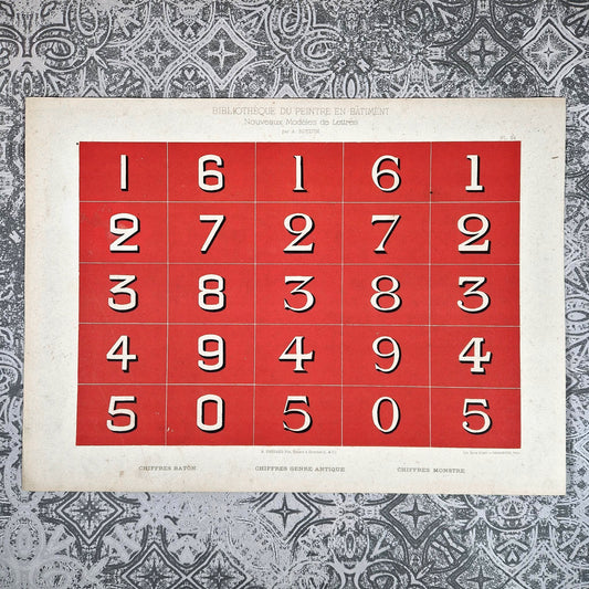 chiffres anciens typographie rouge