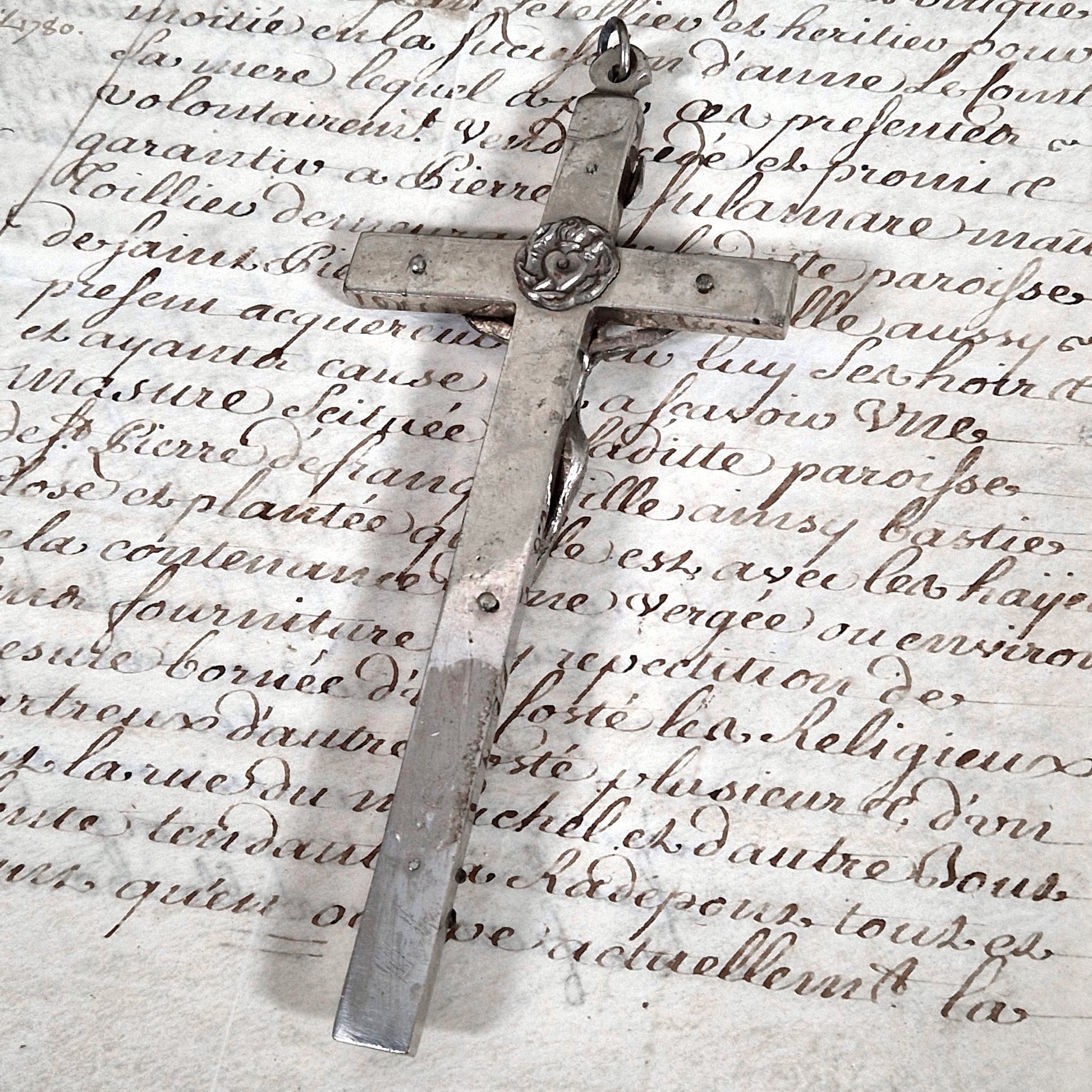 christ on cross metal and wood