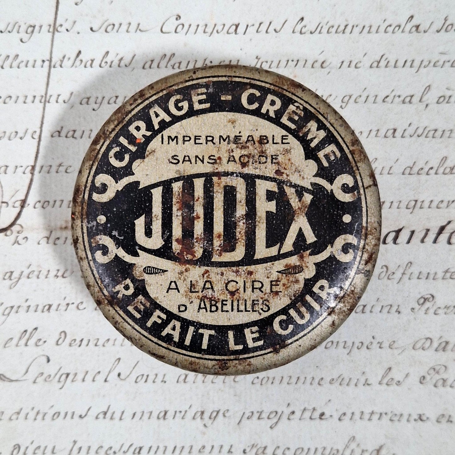 Boîte en tôle lithographiée « Cirage Crème JUDEX »