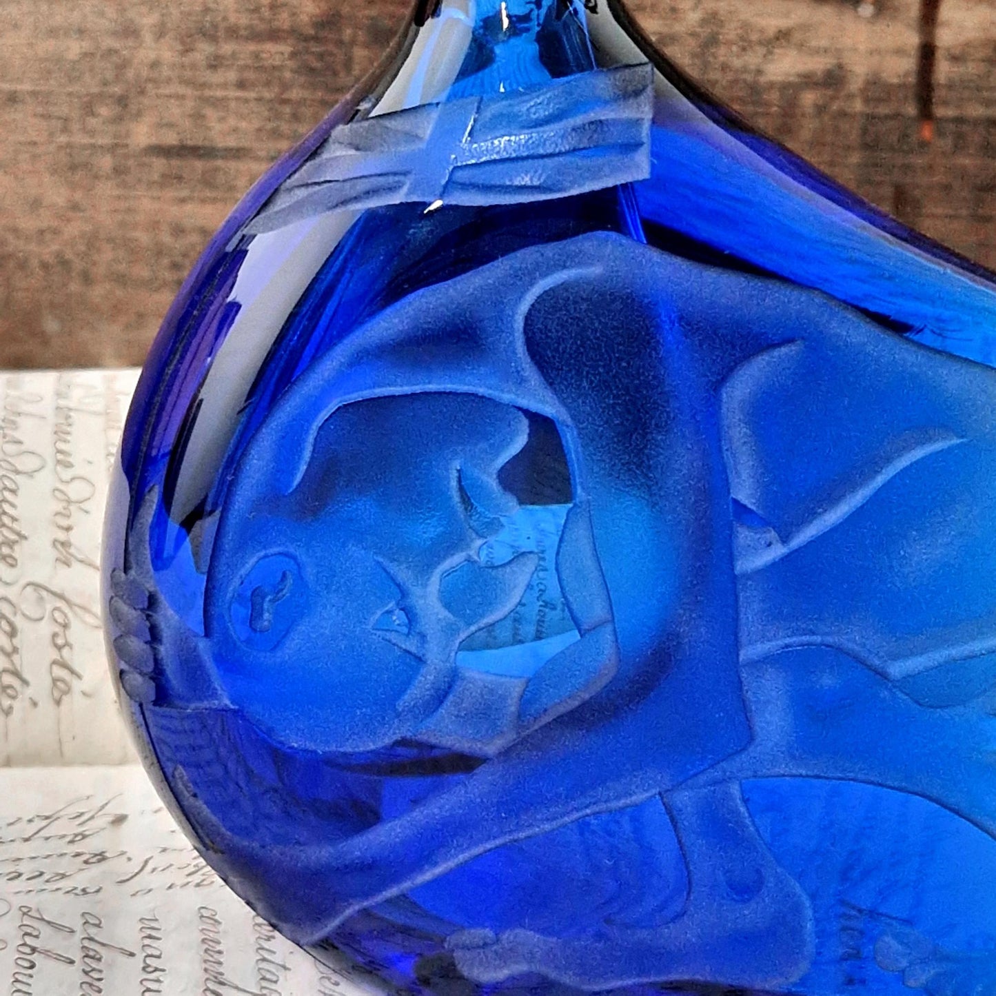cobalt blue glass decanter karlin rushbrooke