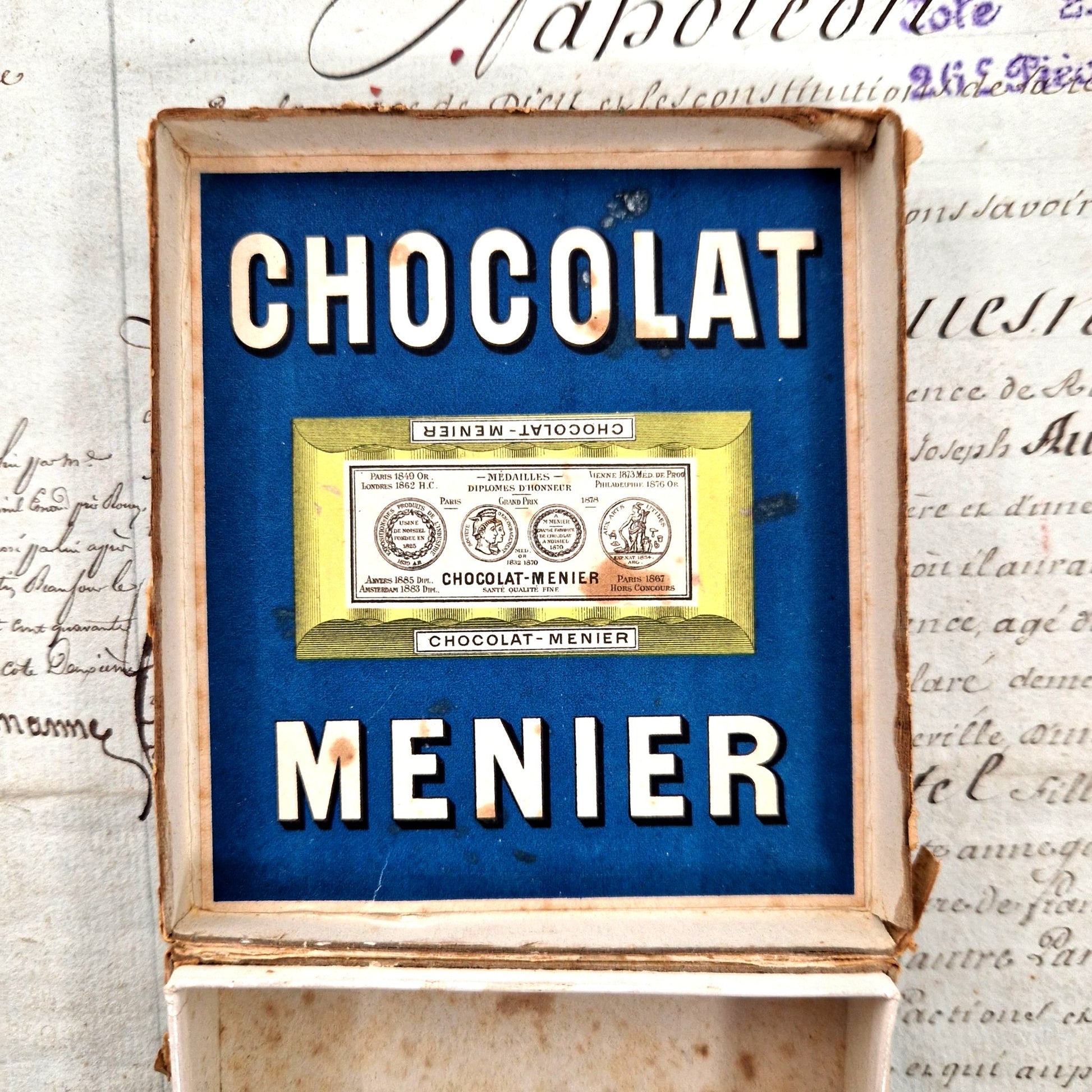 collectible menier chocolate blue box