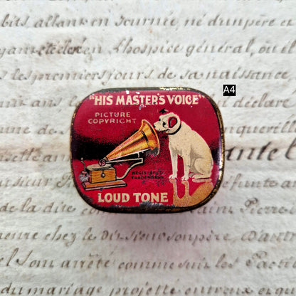 collectible nipper gramophone needle tin