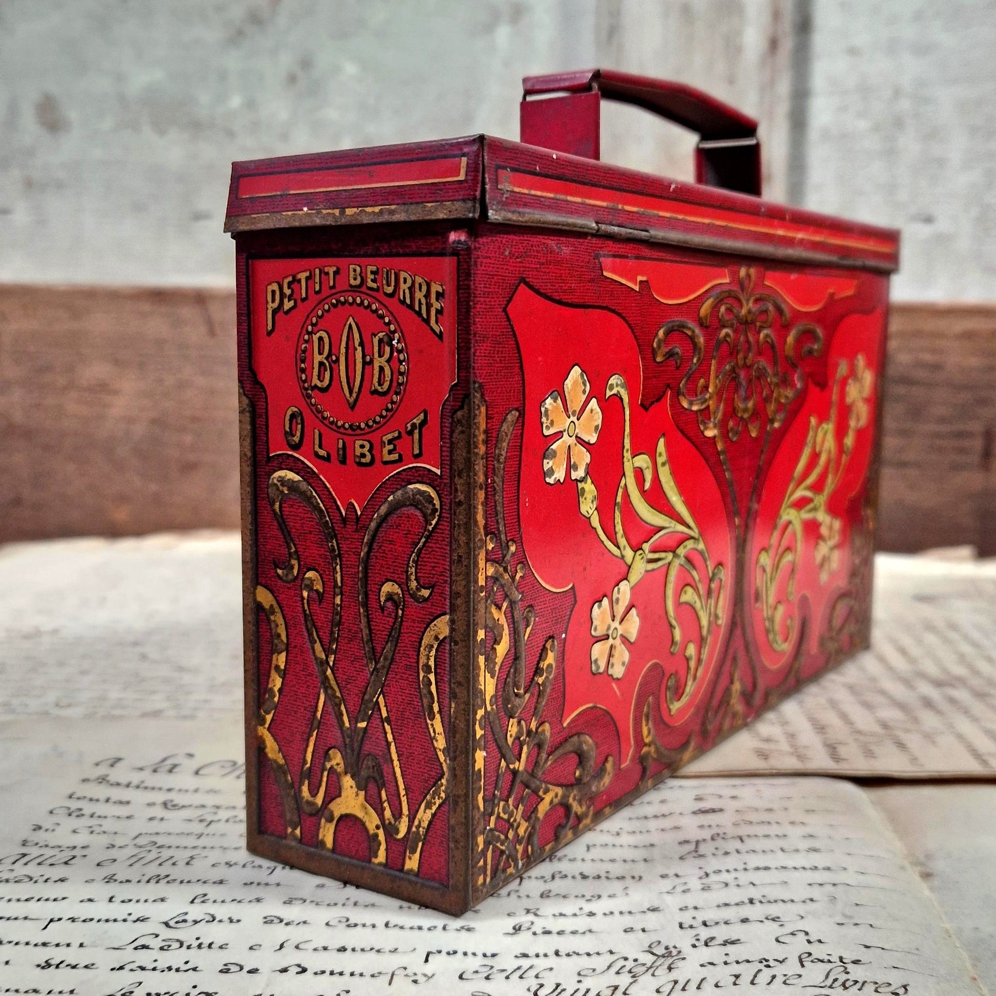 collection boite lithographie rouge or