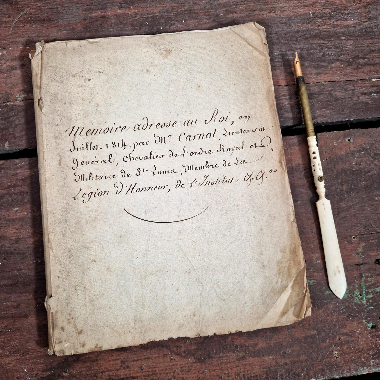 copie manuscrite memoire carnot 1814