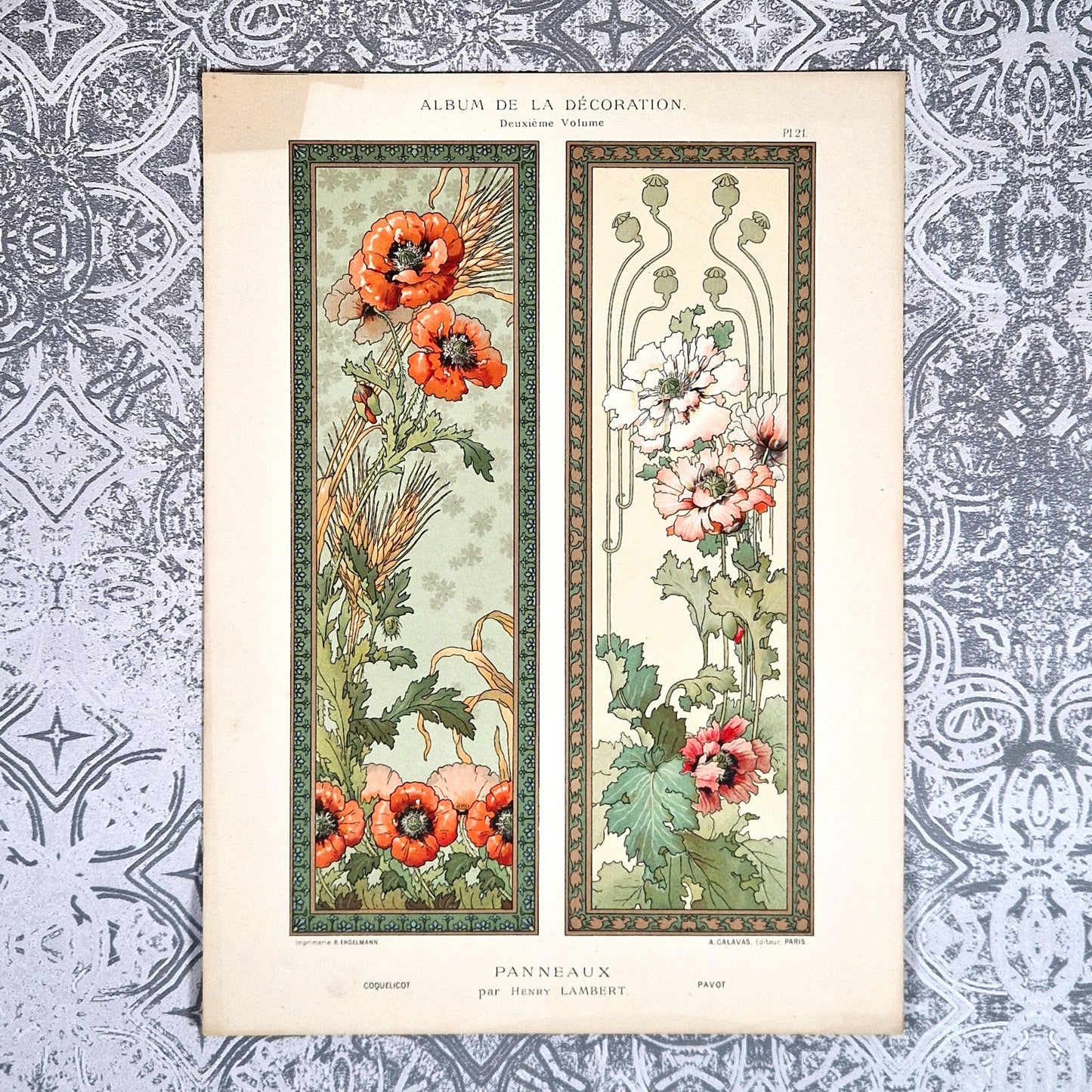 coquelicot et pavot henry lambert art nouveau