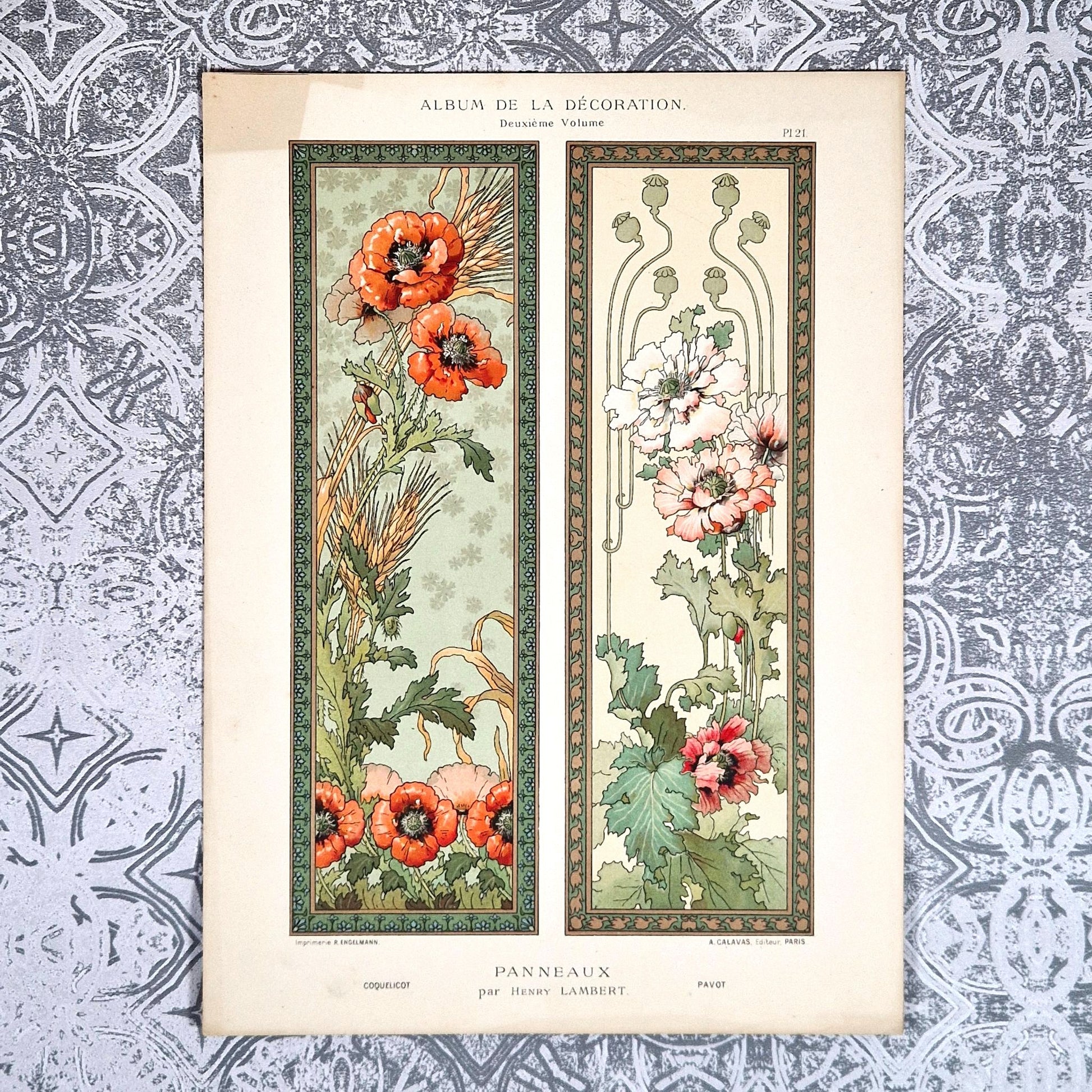 coquelicot et pavot henry lambert art nouveau