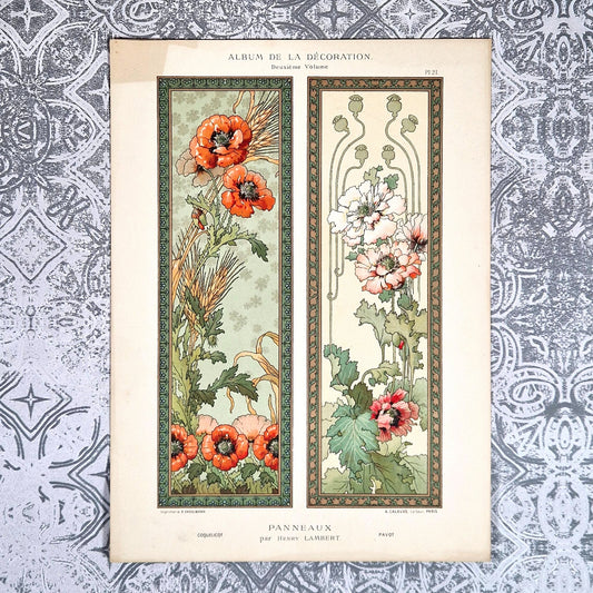 coquelicot et pavot henry lambert art nouveau