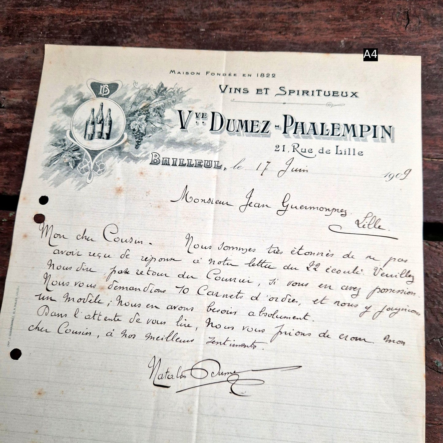 correspondance ancienne france 1900