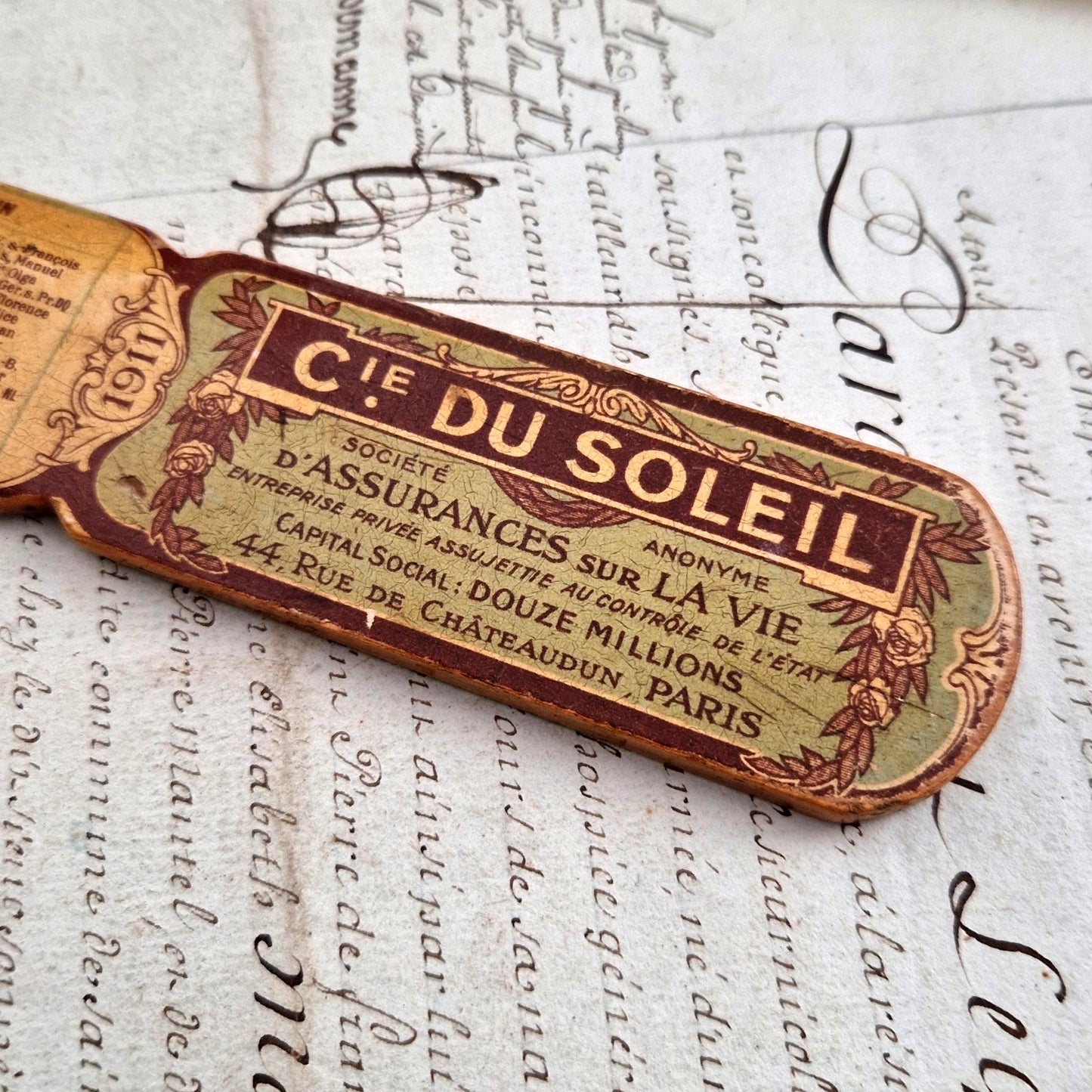 coupe-papier publicitaire cie du soleil 1911