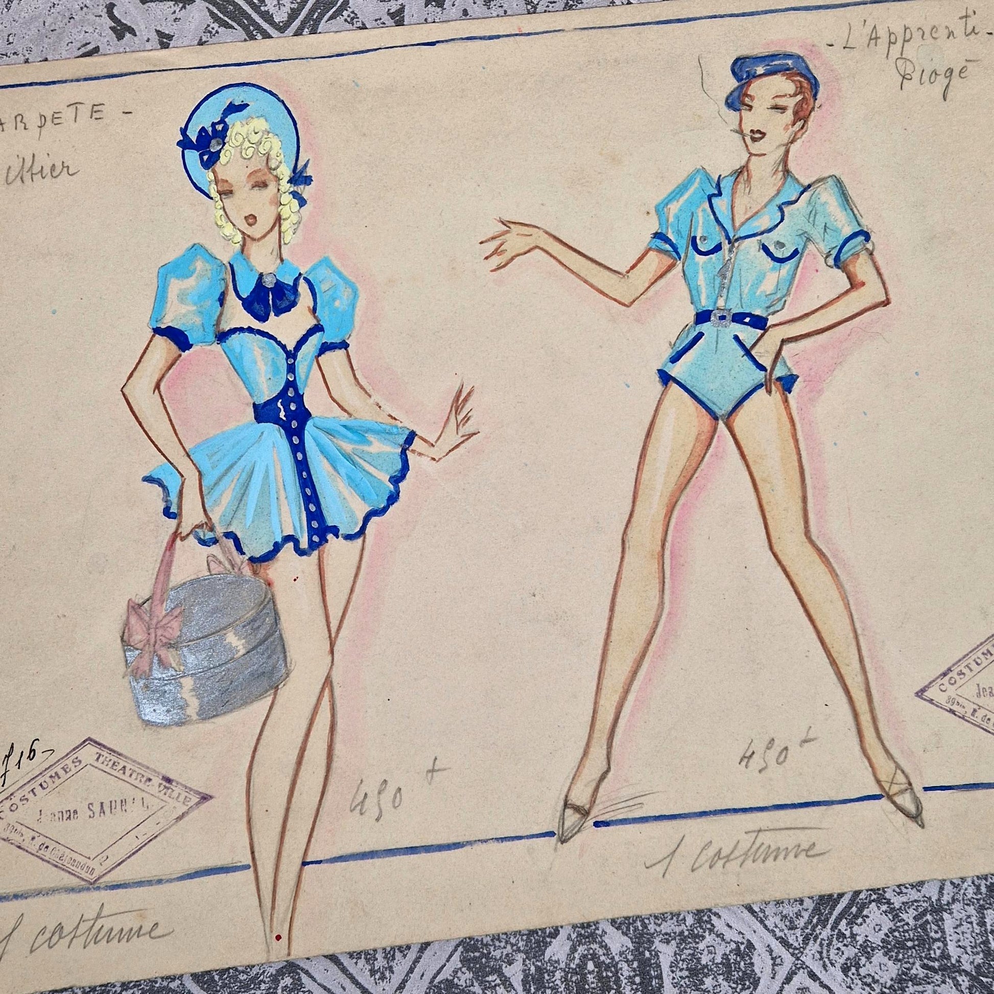 croquis costumiere paris annees 40