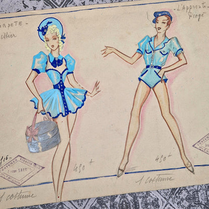 croquis costumiere paris annees 40