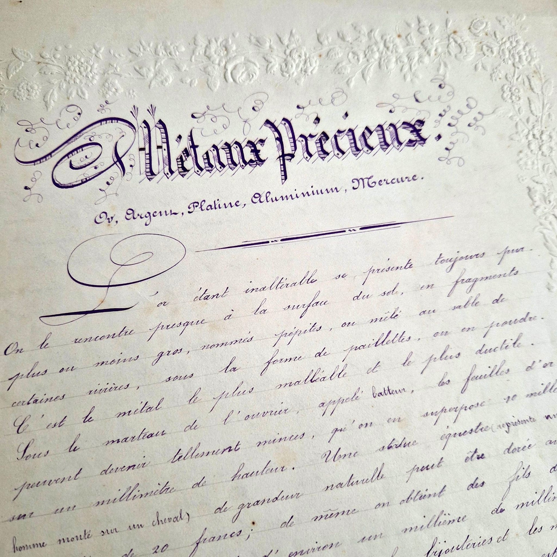 decoration gaufrée cahier ancien