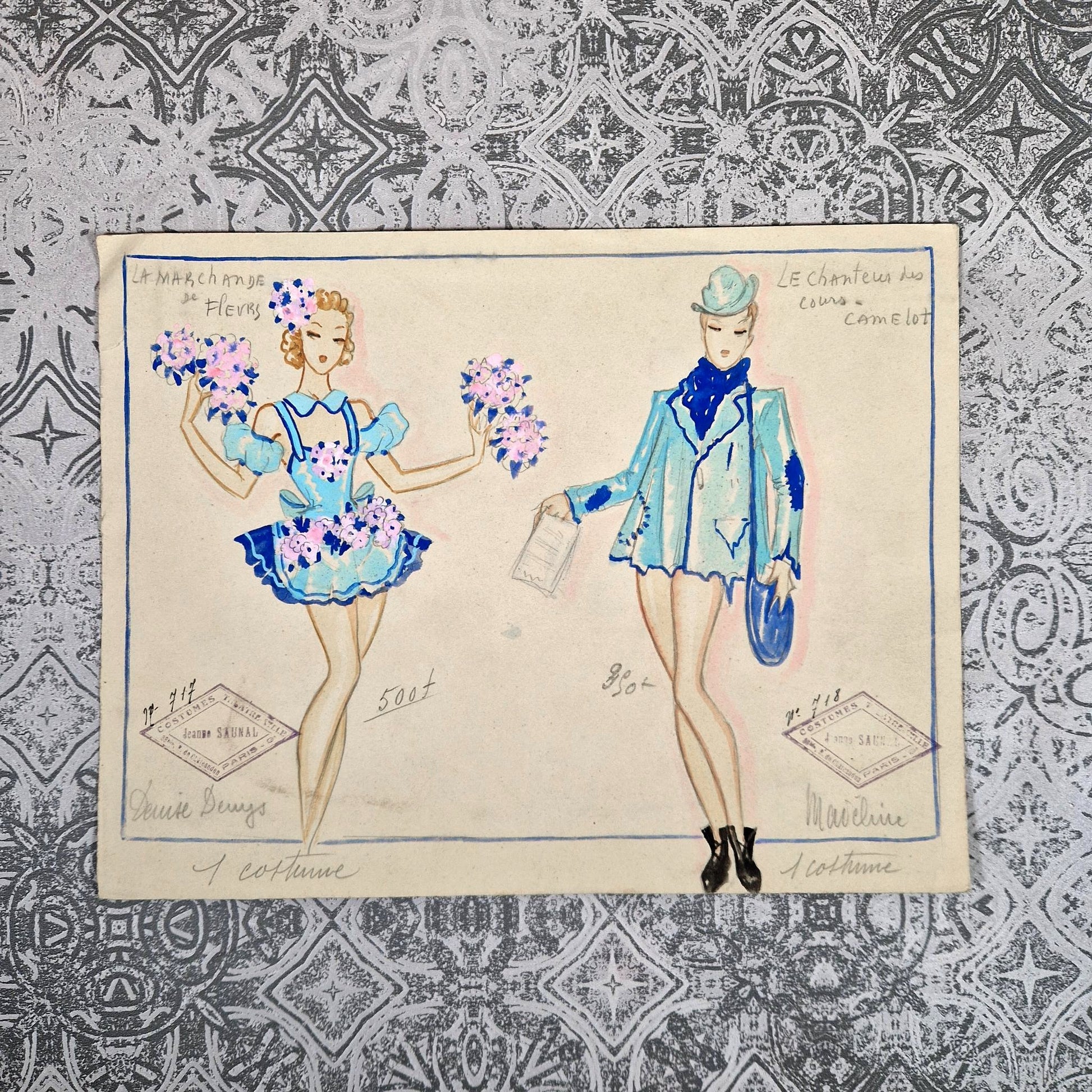 dessin costume jeanne saunal marchande fleurs