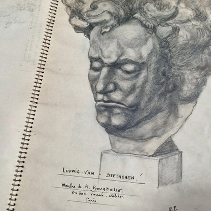 drawing study louvre sketchbook 1953