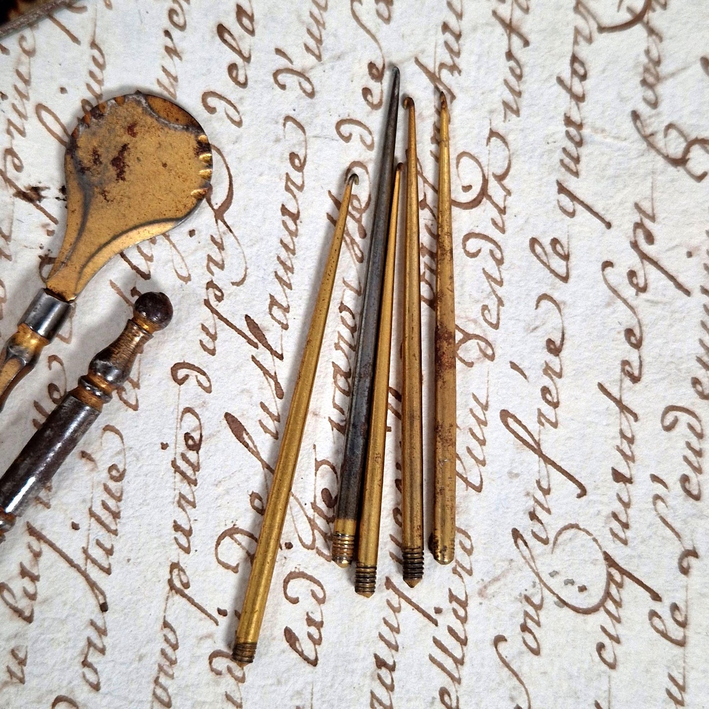 early needlework kit brass latch
