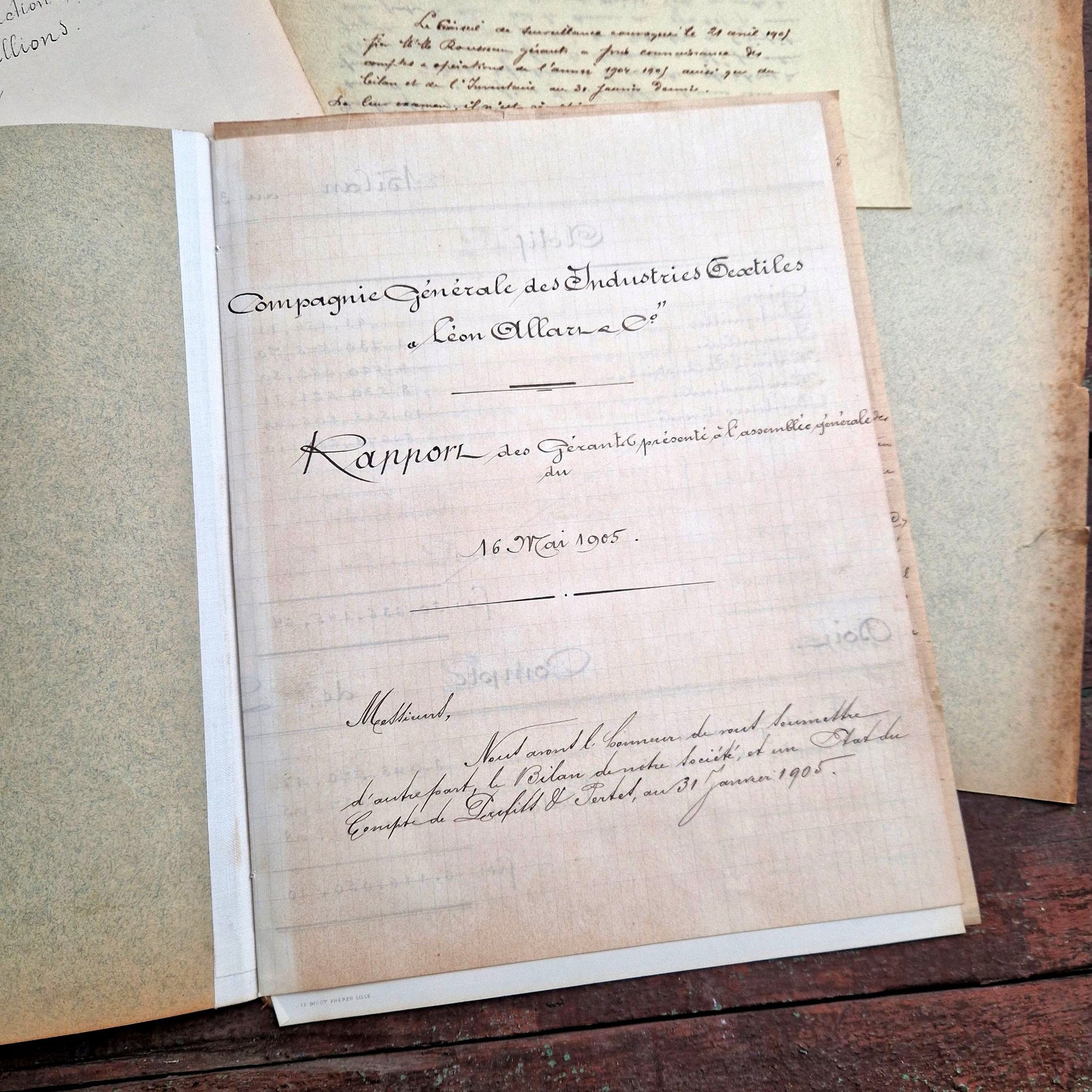 écriture manuelle entreprise 1905