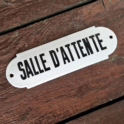 Convex enamel sign "Waiting Room"