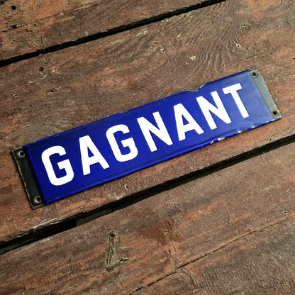 enameled metal sign gagnant vintage