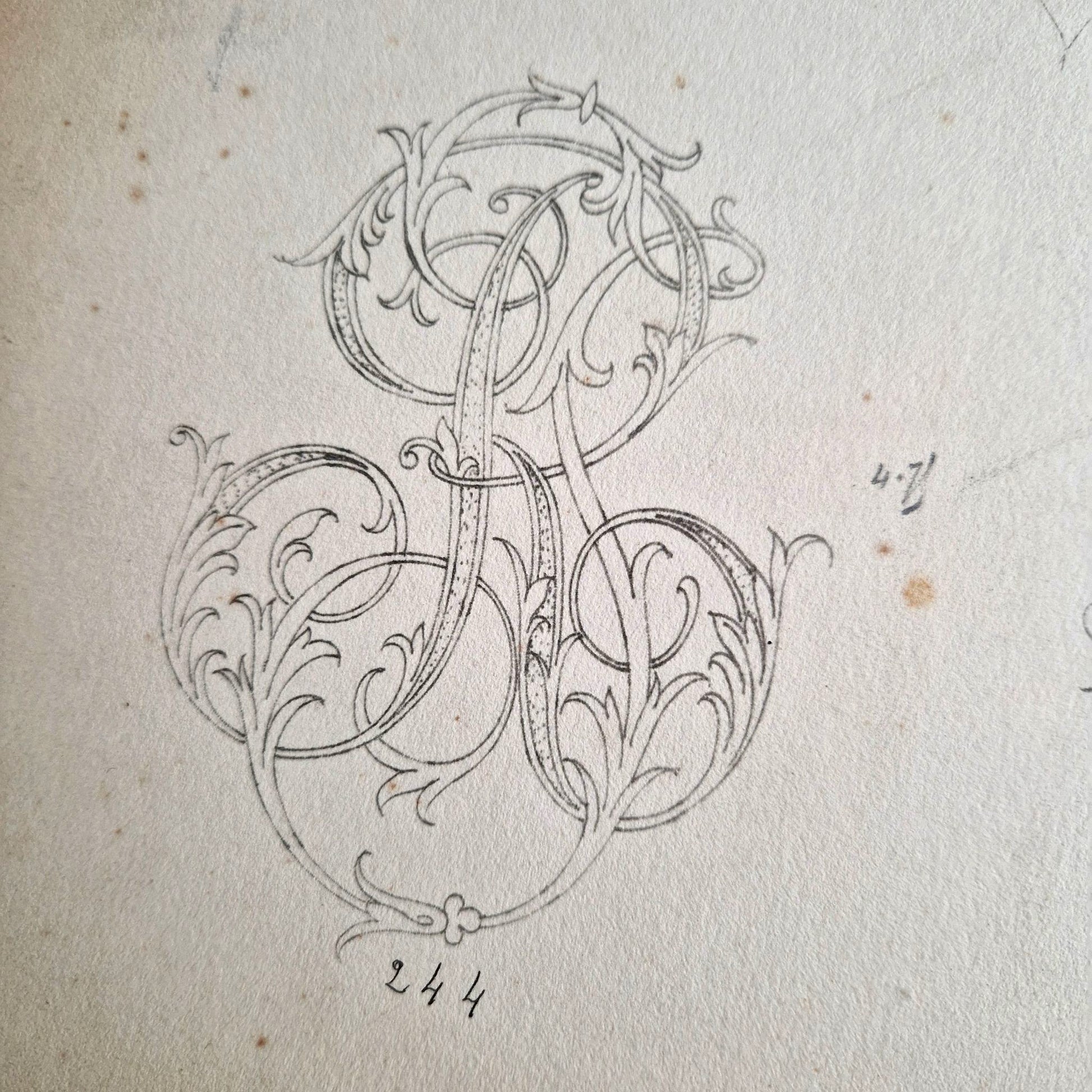 engraving lettering models antique book