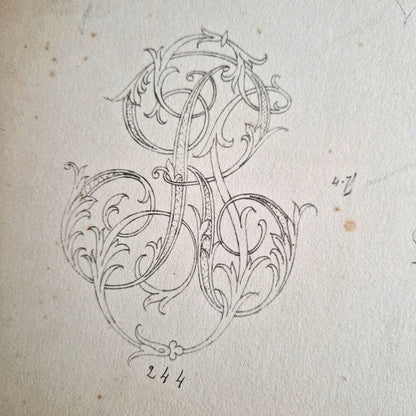 engraving lettering models antique book