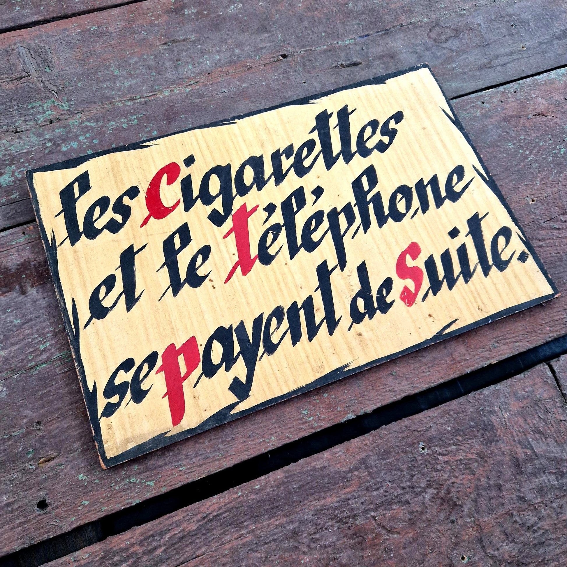 enseigne bois peinte bistrot 1930 1950