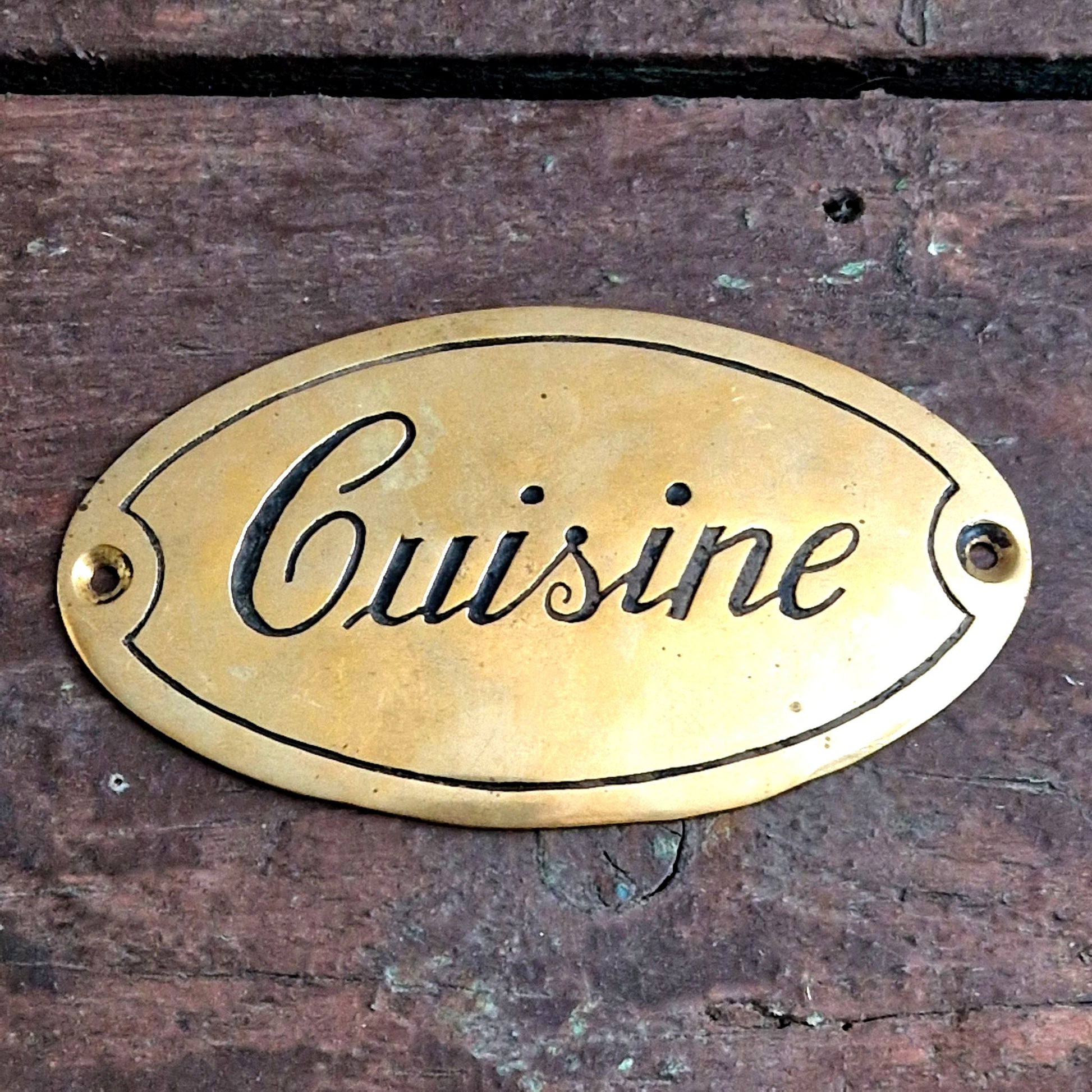 enseigne cuisine vintage laiton
