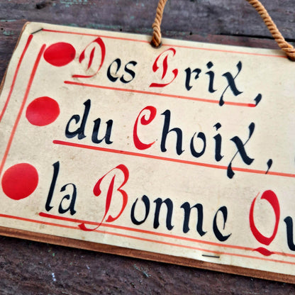 enseigne vintage francaise carton peint main