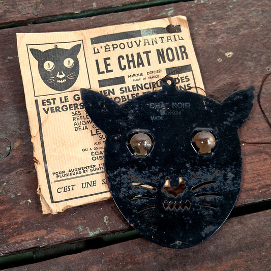 épouvantail métal chat noir vergers
