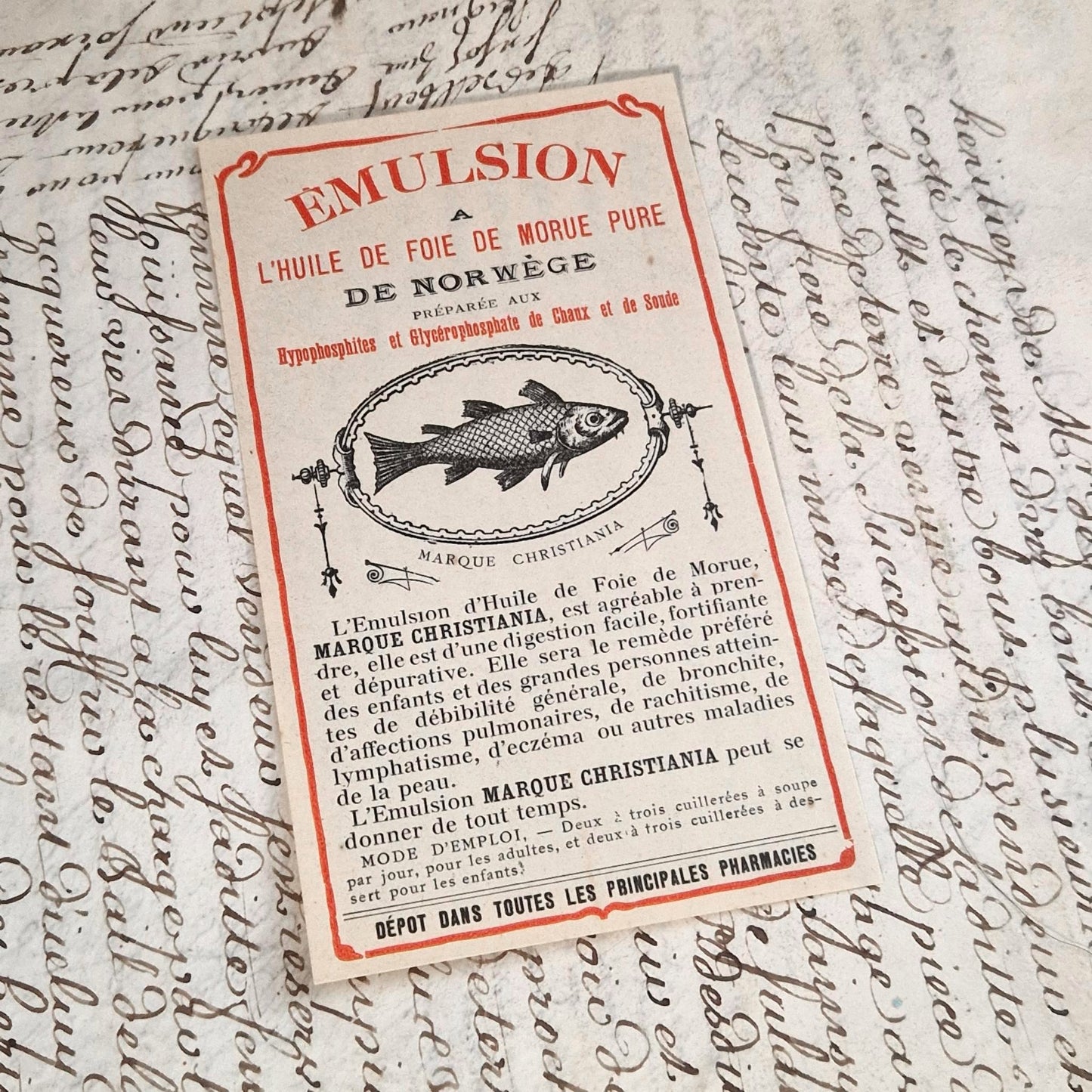 Ancienne étiquette « Huile de Foie de Morue Pure »