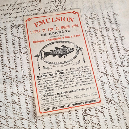 Ancienne étiquette « Huile de Foie de Morue Pure »
