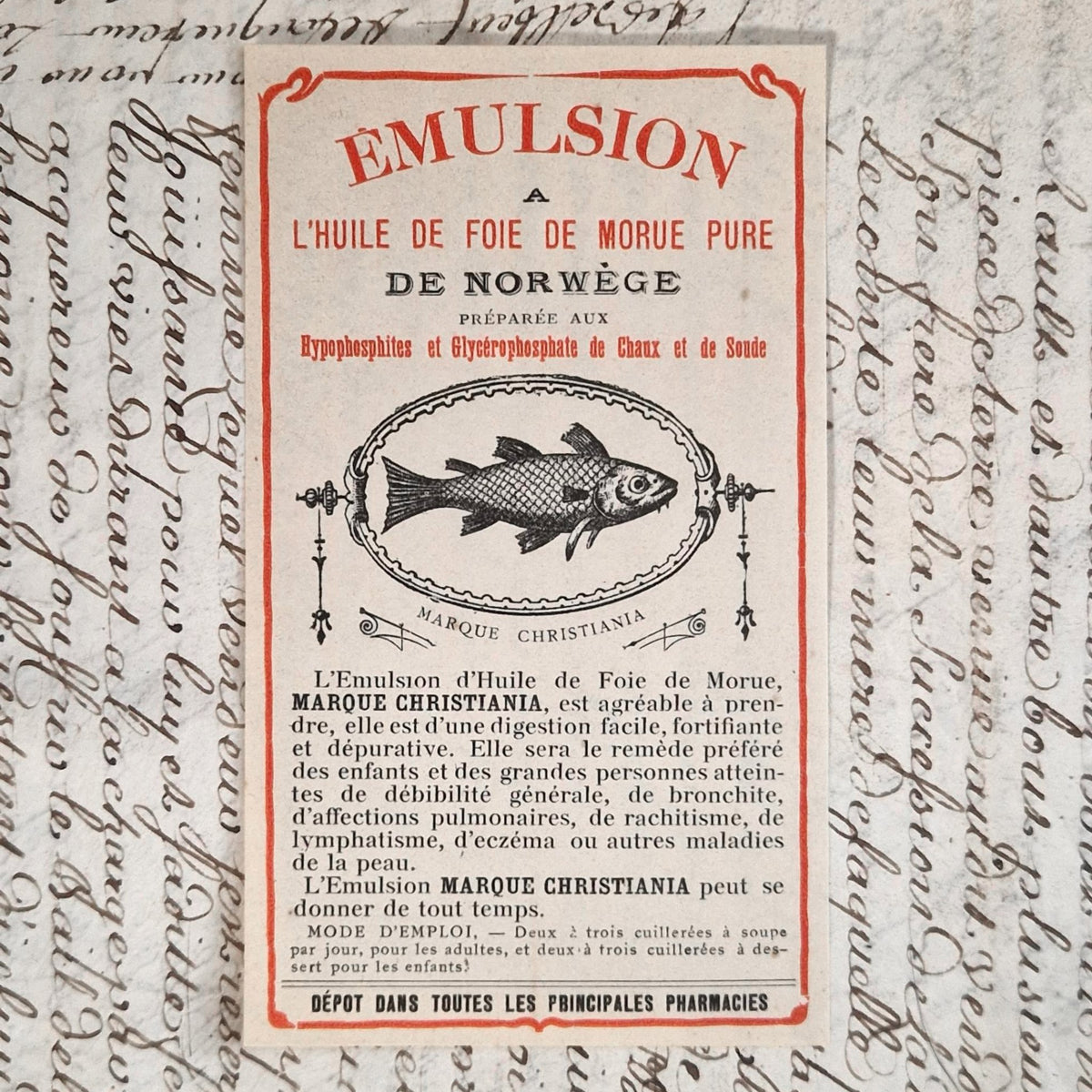 Ancienne étiquette « Huile de Foie de Morue Pure »