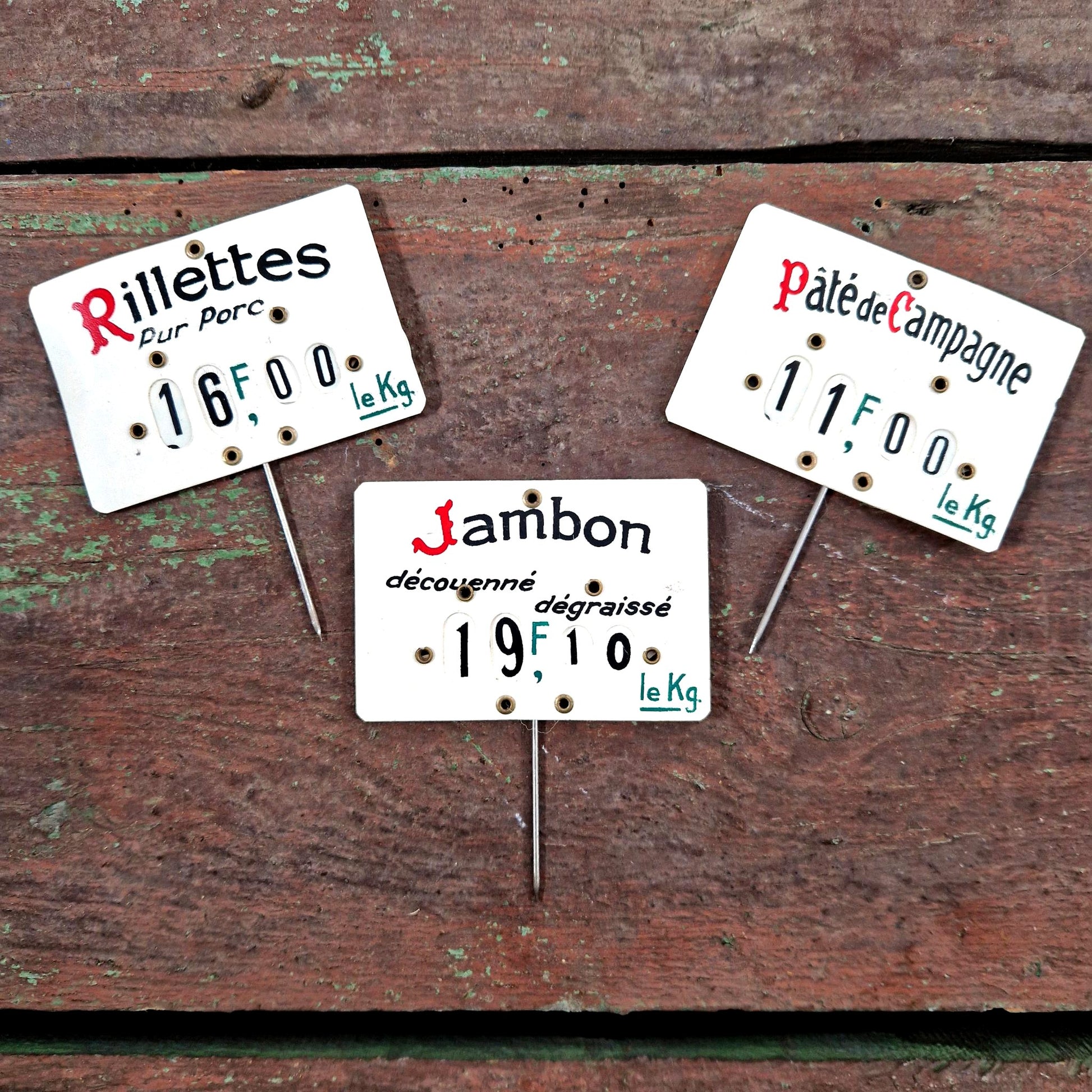 etiquettes charcuterie celluloid rillettes vintage