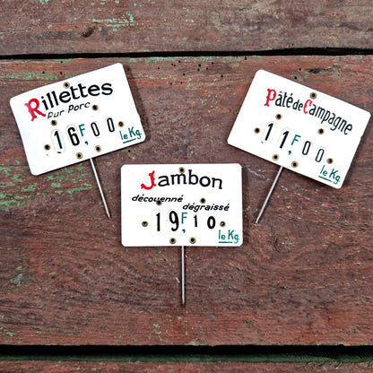 etiquettes charcuterie celluloid rillettes vintage