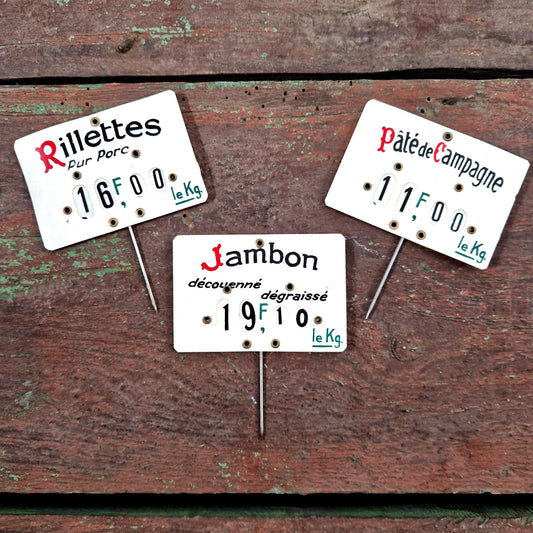 etiquettes charcuterie celluloid rillettes vintage