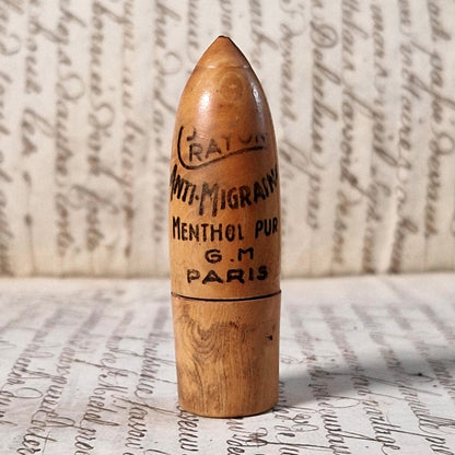 Étui pharmaceutique en bois « Crayon anti-migraine »