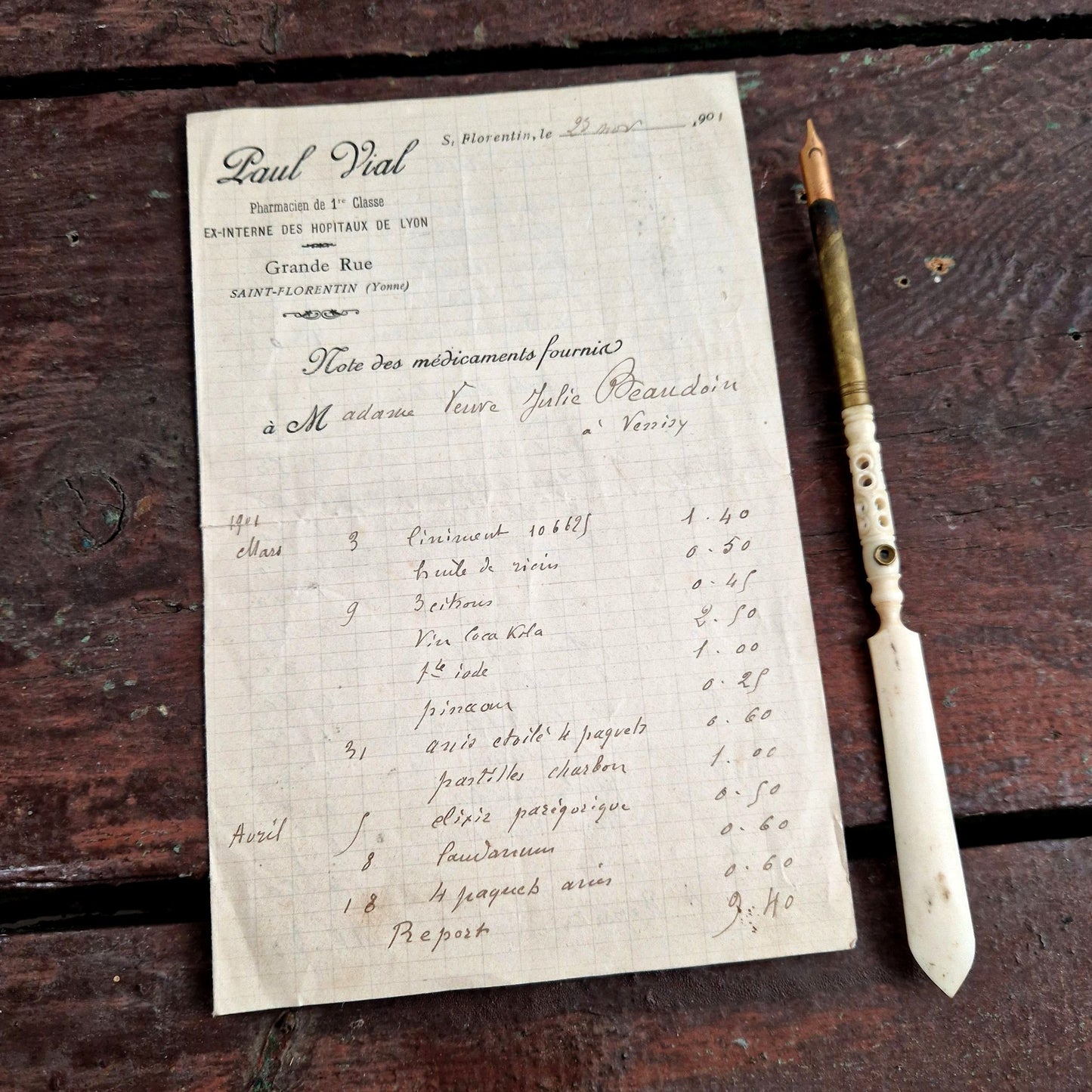 facture pharmacie ancienne 1901