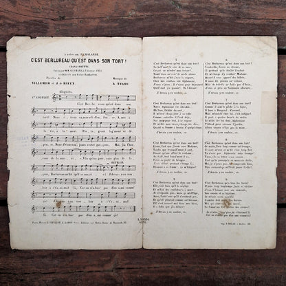 feuillet musical belle epoque caricature