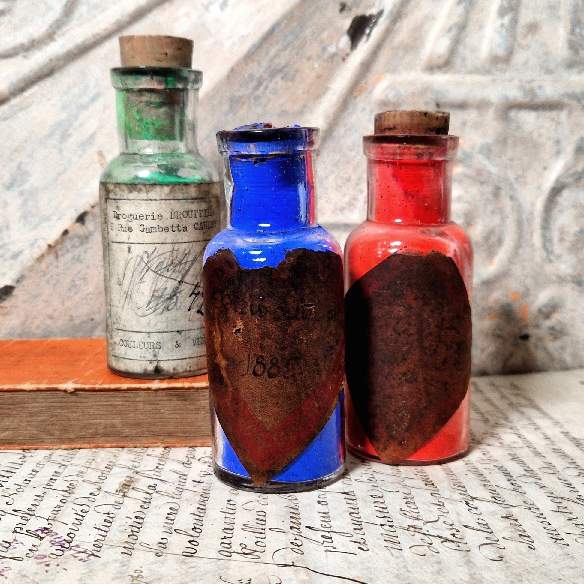 flacon ancien pigment droguerie caudry