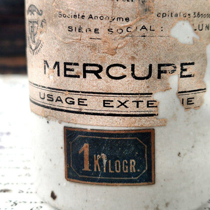 flacon pharmacie ceramique mercure vintage