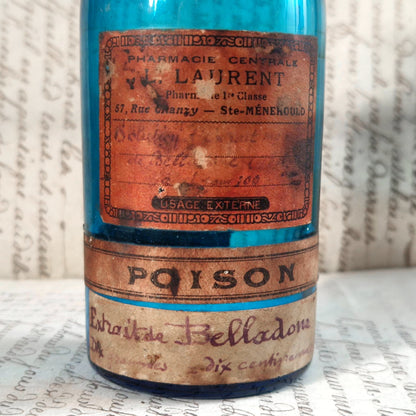 Flacon bleu turquoise POISON - Extrait de Belladone