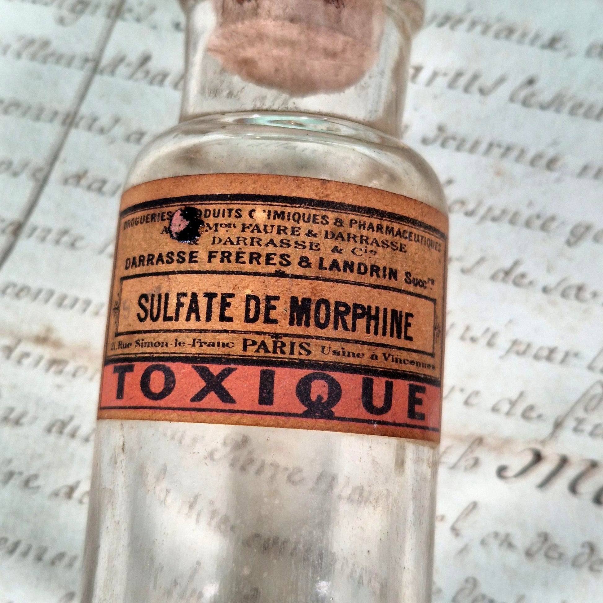 flacon verre liege morphine