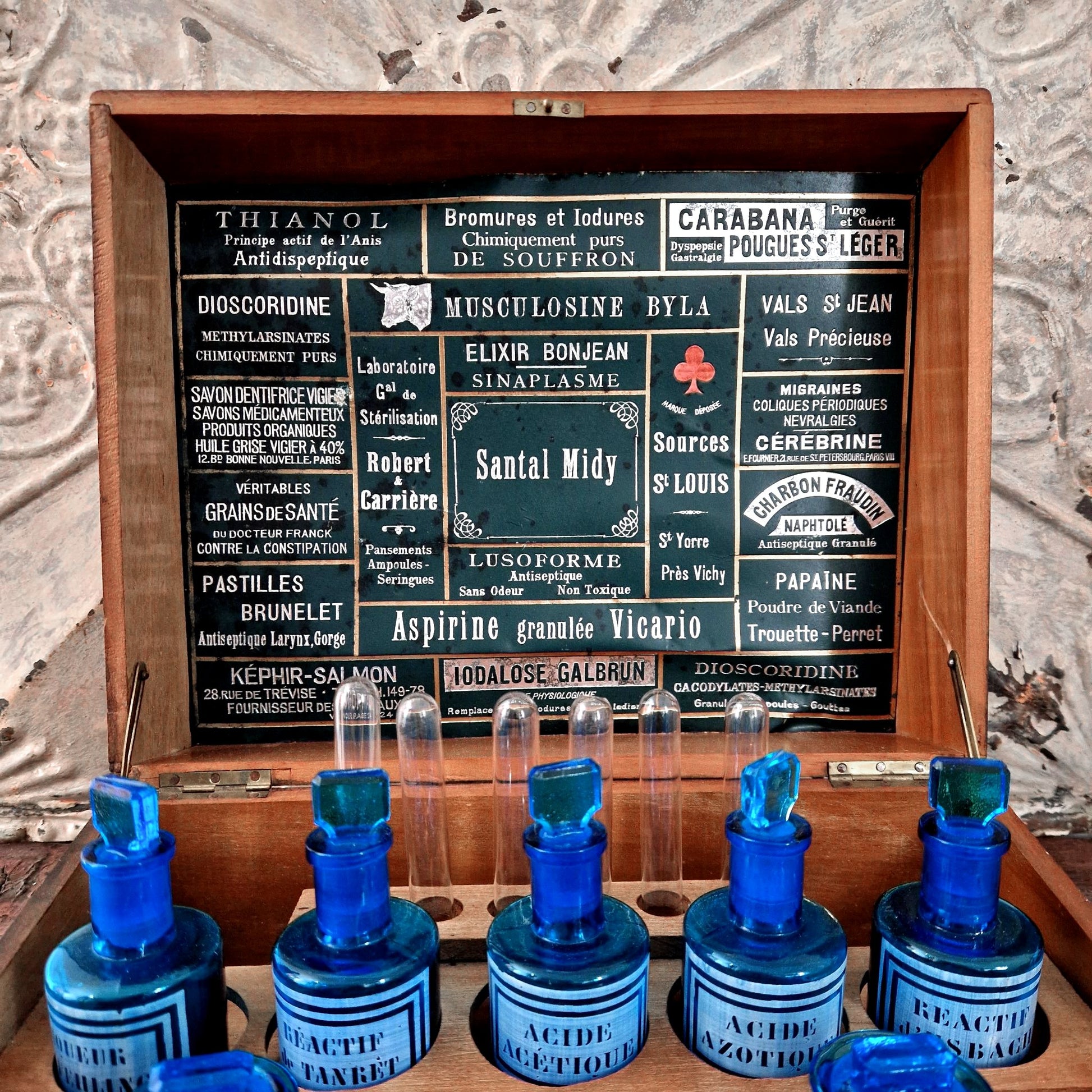 flacons verre bleu vicario mid