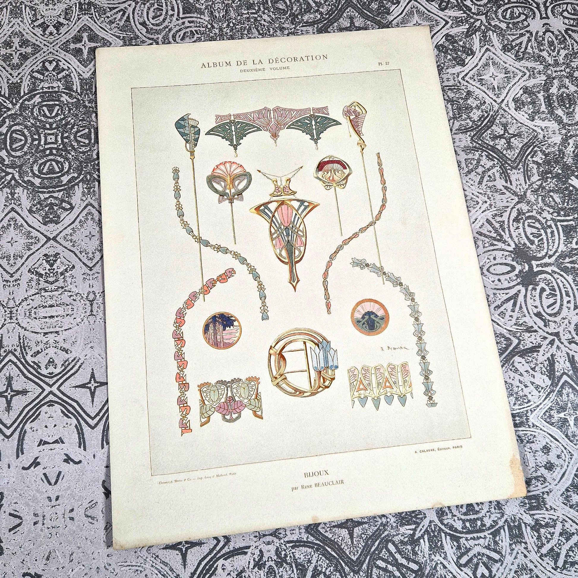 floral art nouveau necklace print 1900